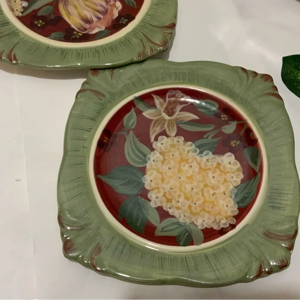 3 Certified International Pamela Gladding salad Plate Hand Painted Floral 8.5”